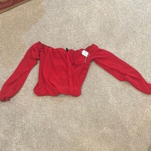 Elegant Red Off-Shoulder Women's Top